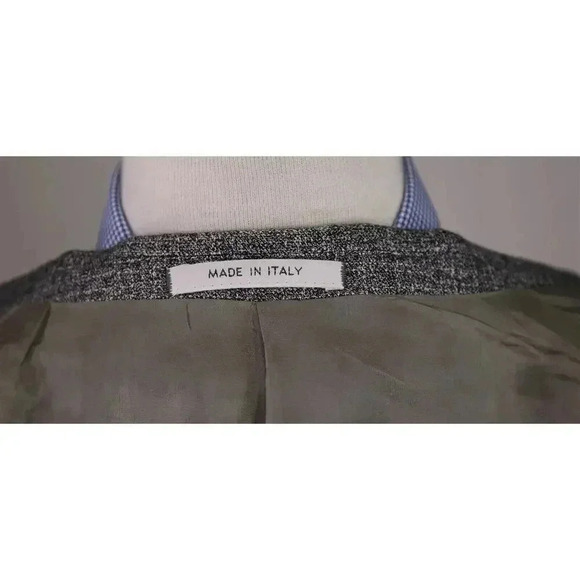 Armani Collezioni Current Silver/Black Woven Viscose 2-Btn Sportcoat Blazer 44L - Picture 11 of 11